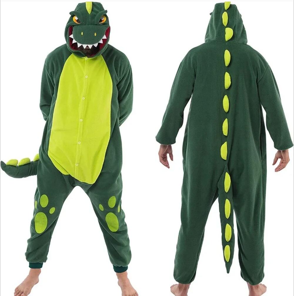 NWT Spooktacular Creations Unisex Adult Dinosaur Jumpsuit Pajama Costume Size L